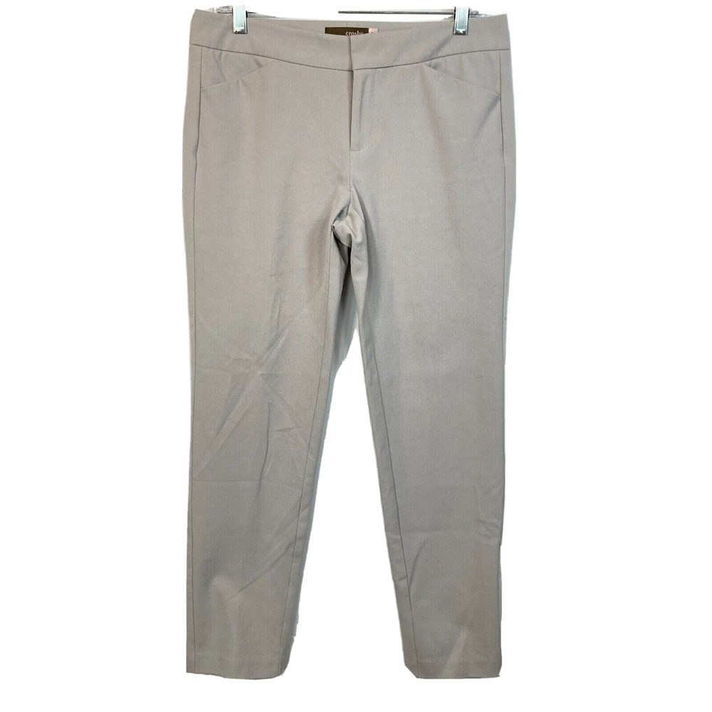 Crosby Pants Womens‎ Sz 6 Light Gray Flat Front Slim Straight Leg Dress Stretch